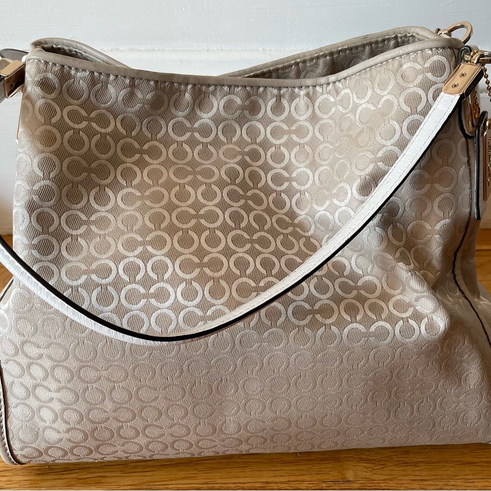 Coach Beige Patterned Shoulder Bag